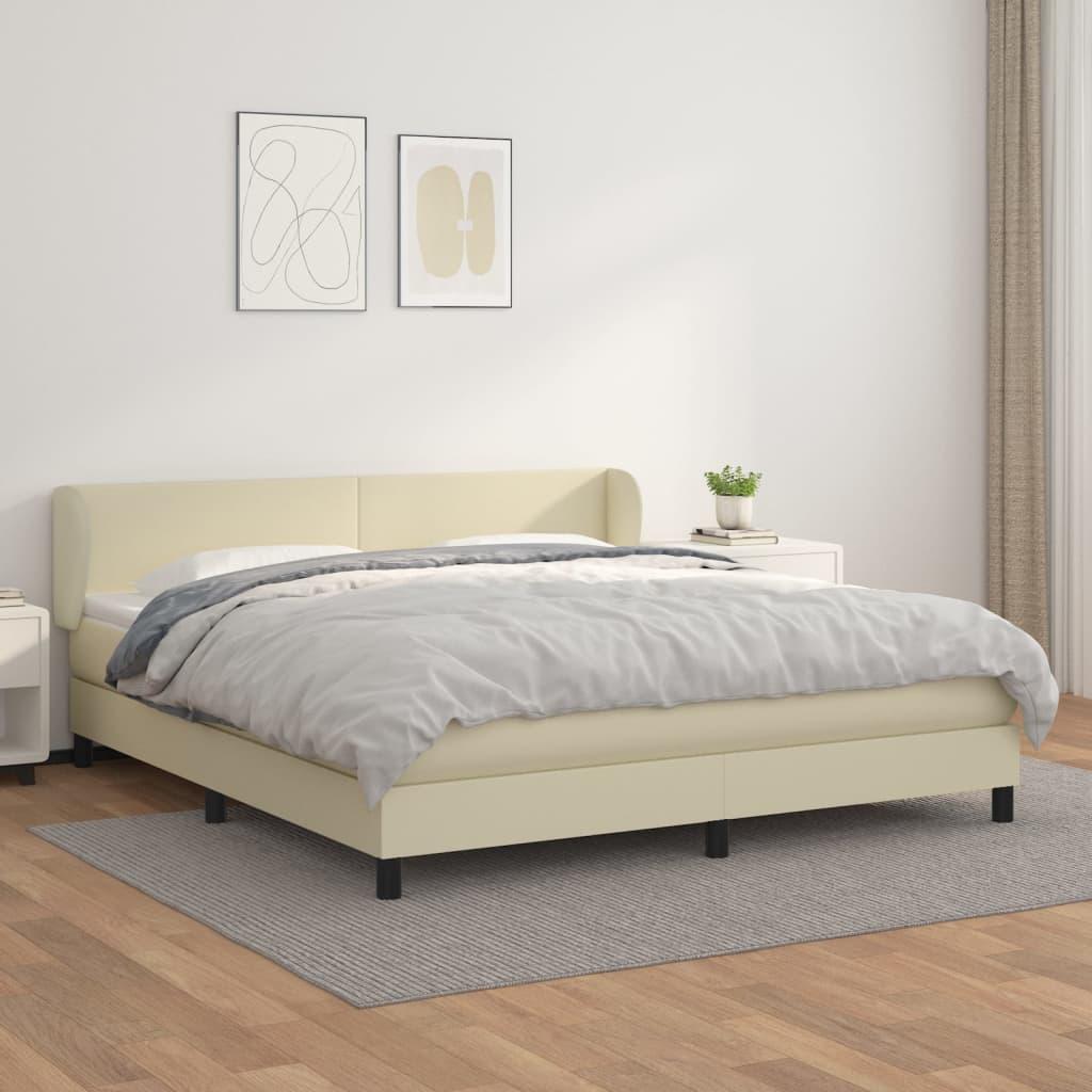 Kontinentalseng 160x200 cm kunstlæder cremefarvet