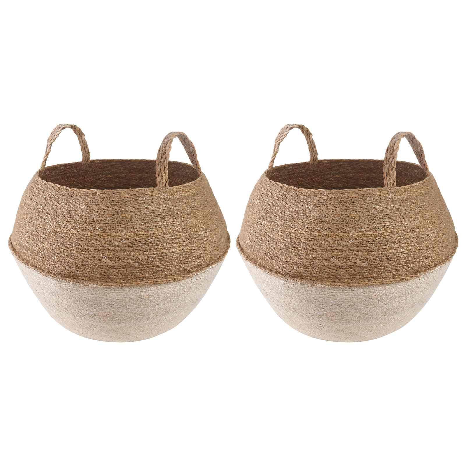 Plantekrukke med håndtag 2 stk Hvid Ø 45 x 36 cm 100% Søgræs