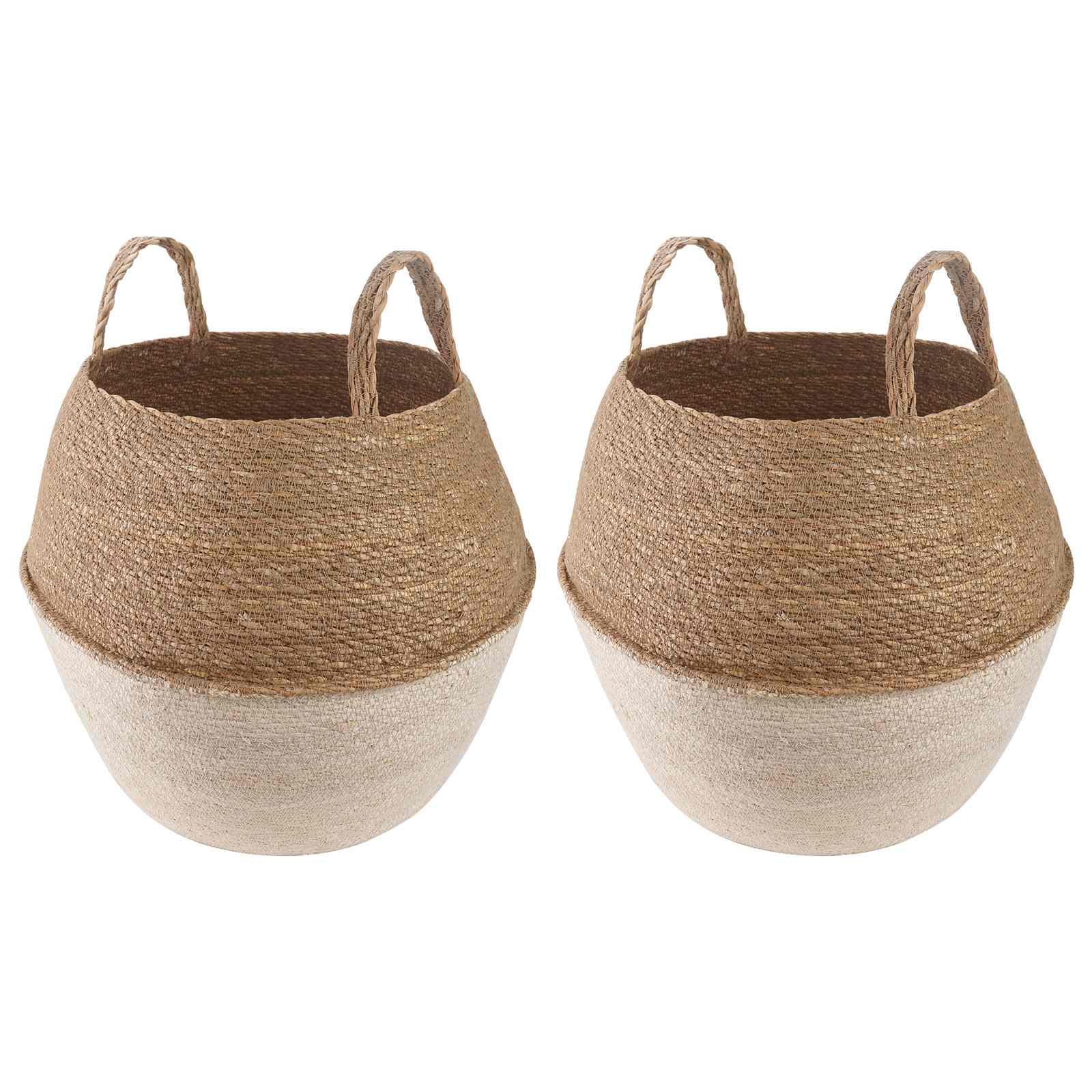 Plantekrukke med håndtag 2 stk Hvid Ø 32 x 32 cm 100% Søgræs