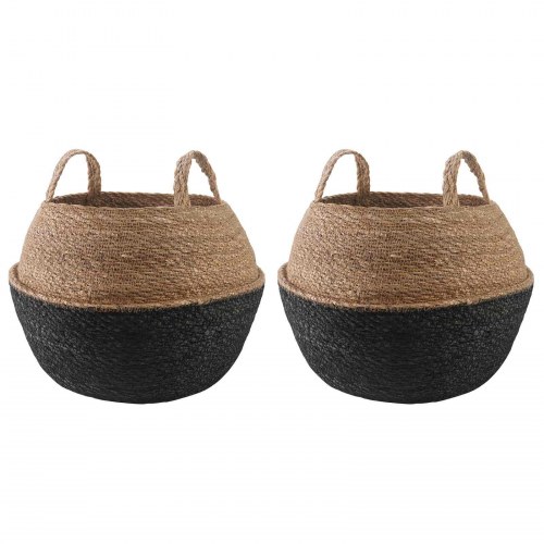 Plantekrukke med håndtag 2 stk Sort Ø 45 x 36 cm 100% Søgræs