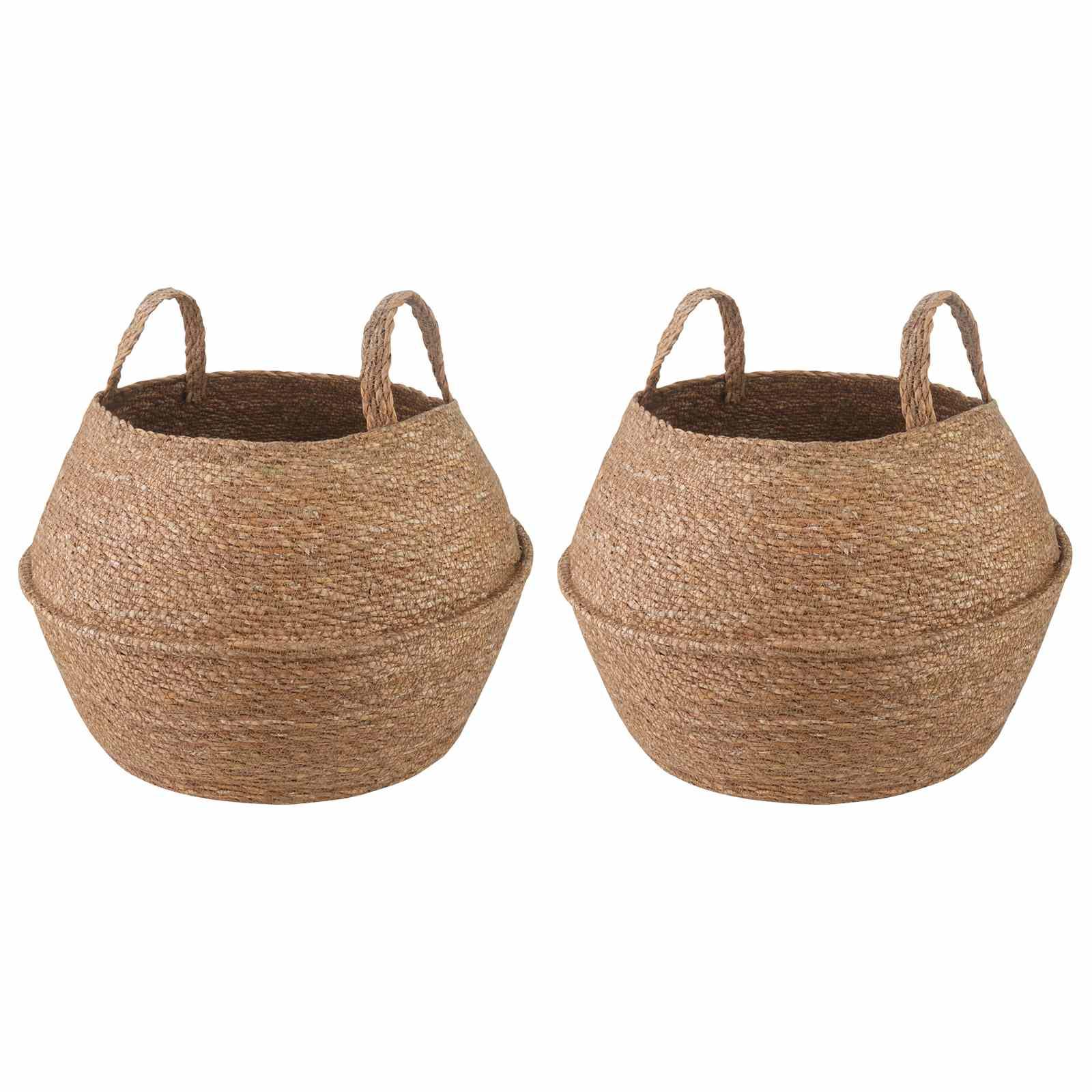 Plantekrukke med håndtag 2 stk Naturfarvet Ø 32 x 32 cm