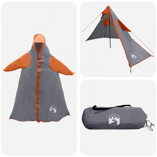 2-i-1 regnponcho med hætte Grå og orange 262 x 126 x 130 cm
