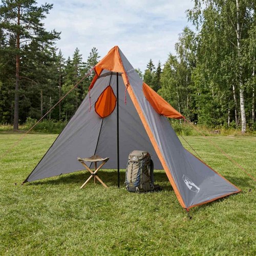 2-i-1 regnponcho med hætte Grå og orange 262 x 126 x 130 cm