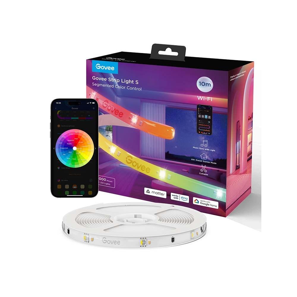 Govee Strip Light S - segmenteret smart LED‑bånd 10 m, Wi‑Fi/Bluetooth, 36 W
