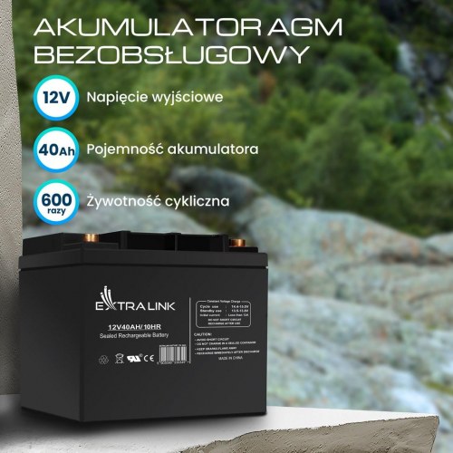 Extralink AGM-akkumulator 12 V 40 Ah - vedligeholdelsesfri