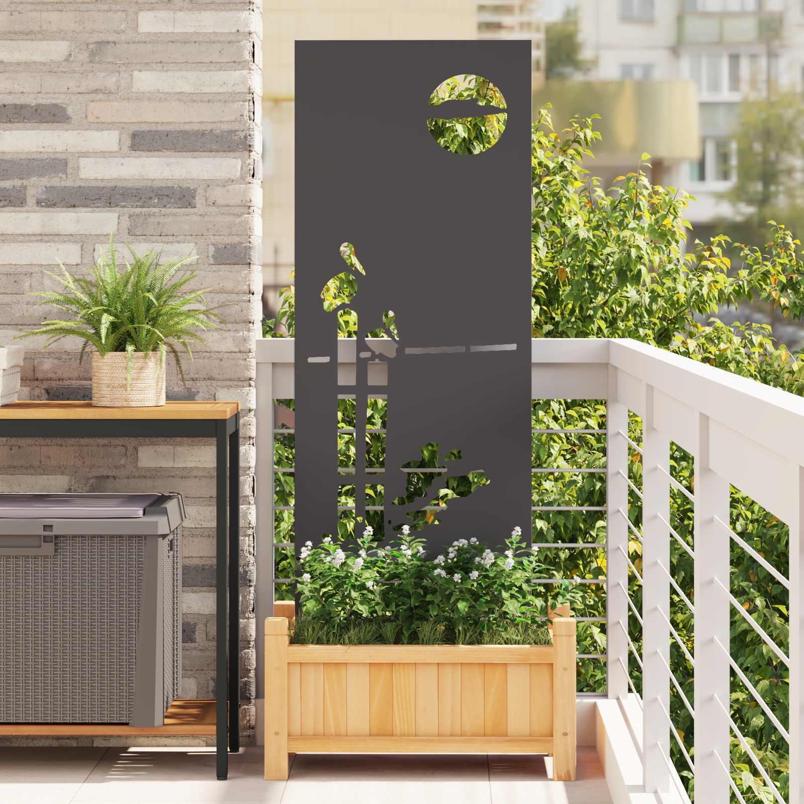 Have privatliv skærm Fretwork Sort 50 x 140 cm Koldvalset stål