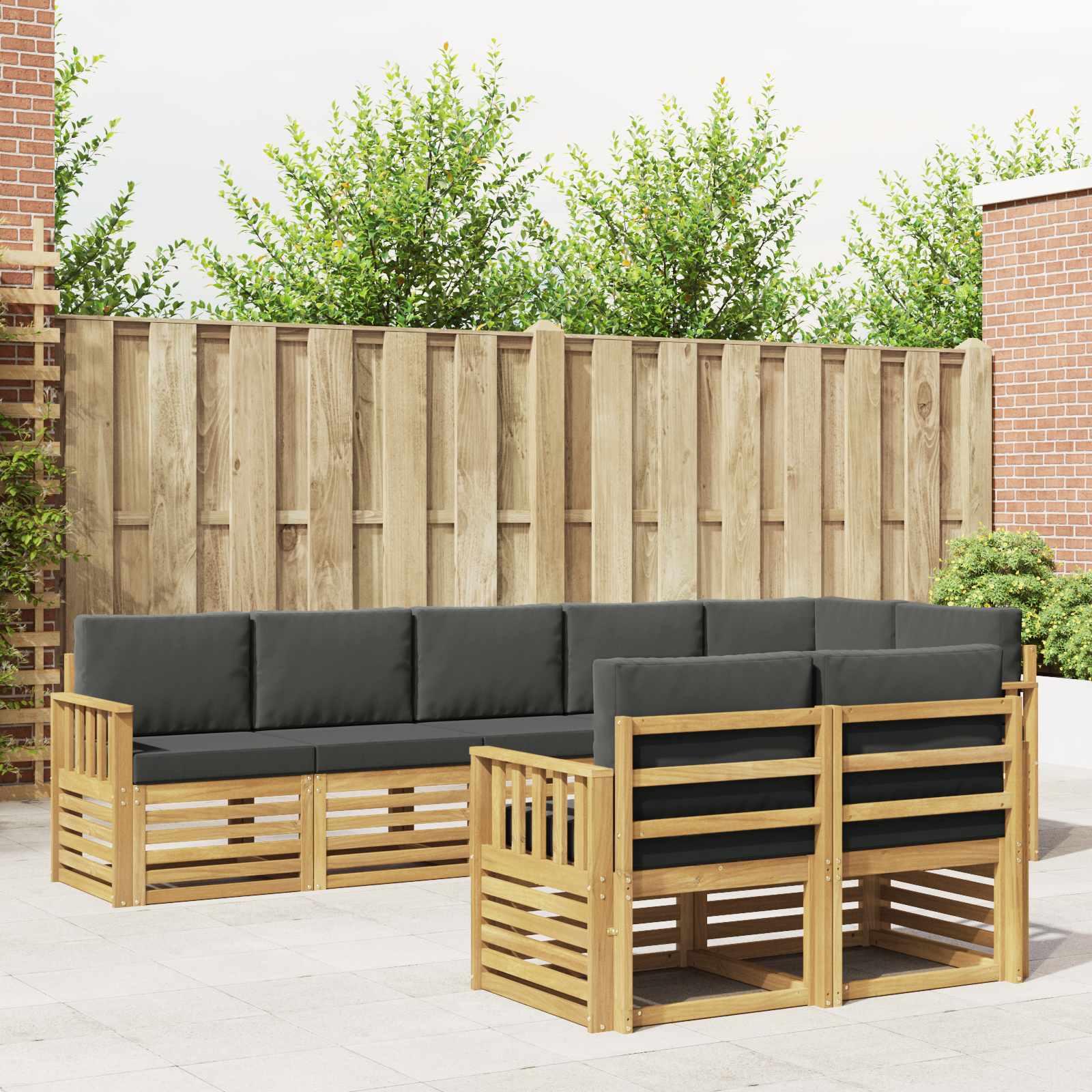 Udendørs sofagruppe 8 stk Hvid og antracit 306 x 128,5 x 73 cm