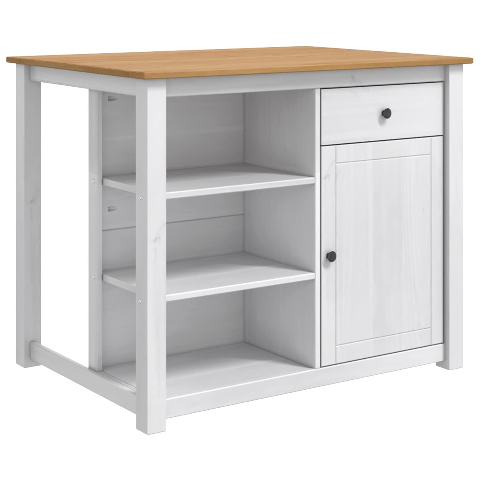 Køkkenvogn PANAMA 2 stk Hvid og Honning Voks 112 x 77 x 90 cm