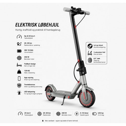 Elektrisk løbehjul OOKTEK D8 Pro, 25 km/t, 20–30 km