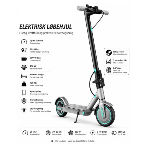 Elektrisk løbehjul OOKTEK D8 Pro, 25 km/t, 20–30 km