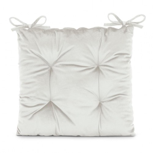 Stolehynde 40×40 cm - Aleksa, hvid, polstret med bånd (OUTLET B)