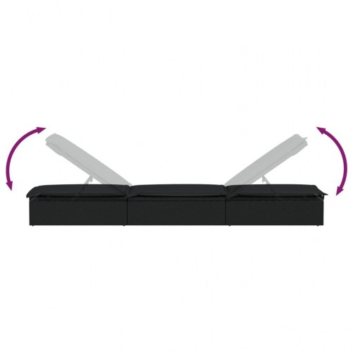 Liggestol 1 stk. med bord polyrattan sort (OUTLET A)