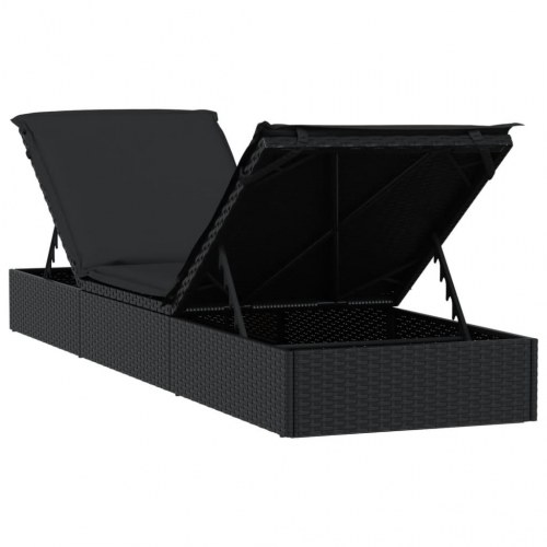Liggestol 1 stk. med bord polyrattan sort (OUTLET A)