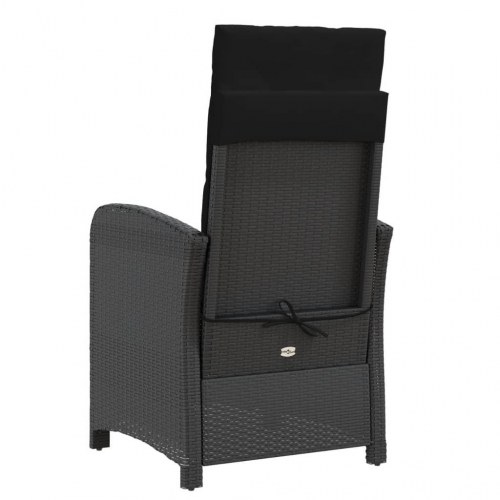 Havestole med hynder 2 stk. justerbart ryglæn polyrattan sort (OUTLET A)