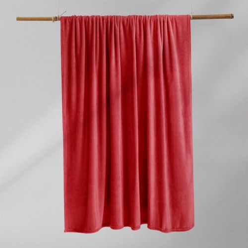 Plaid i mikrofiber - rød, ensfarvet, klassisk, 70 × 150 cm
