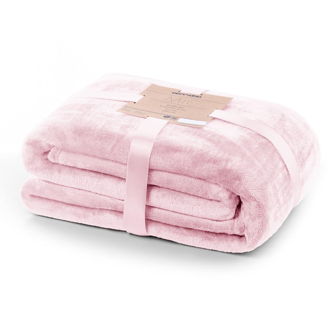 Plaid i mikrofiber - pudderrosa, 70 × 150 cm, glat klassisk stil (MIC)