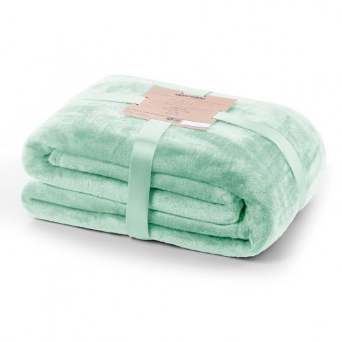 DecoKing MIC plaid - mintgrøn mikrofiber 220 x 240 cm, ensfarvet klassisk