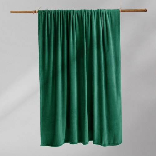 MIC fleecetæppe i mikrofiber - flaskegrøn, 220 × 240 cm