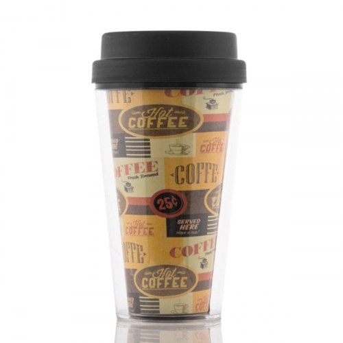 To-go glas med låg, plastik 300 ml - Café design