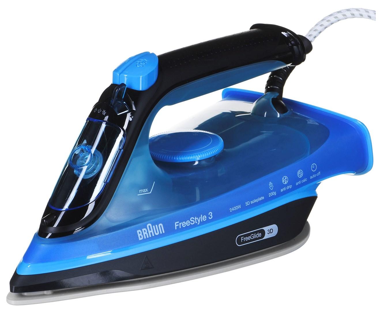 Braun FreeStyle 3 dampstrygejern FI3194BK - 2.400 W, blå/sort billede