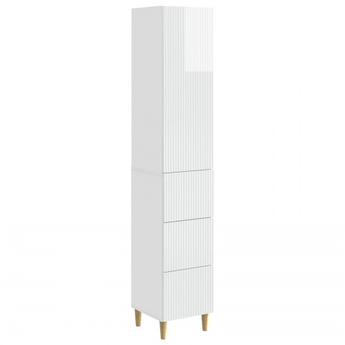 Skab Sæt 2 stk Hvid højglans 33 x 34,5 x 90 cm Konstrueret træ