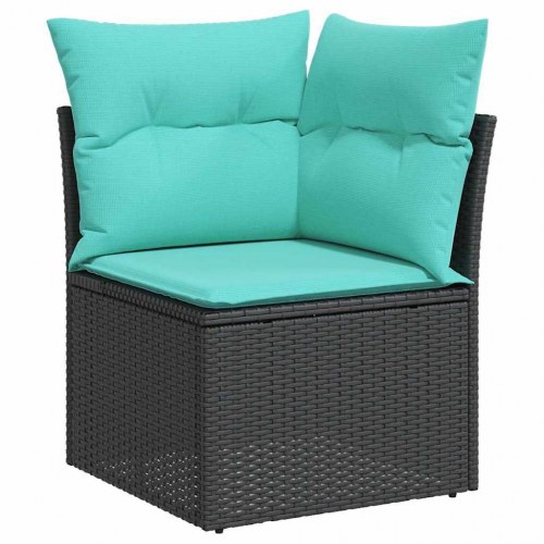 Havesofa Sæt med pude 5 stk Sort polyrattan