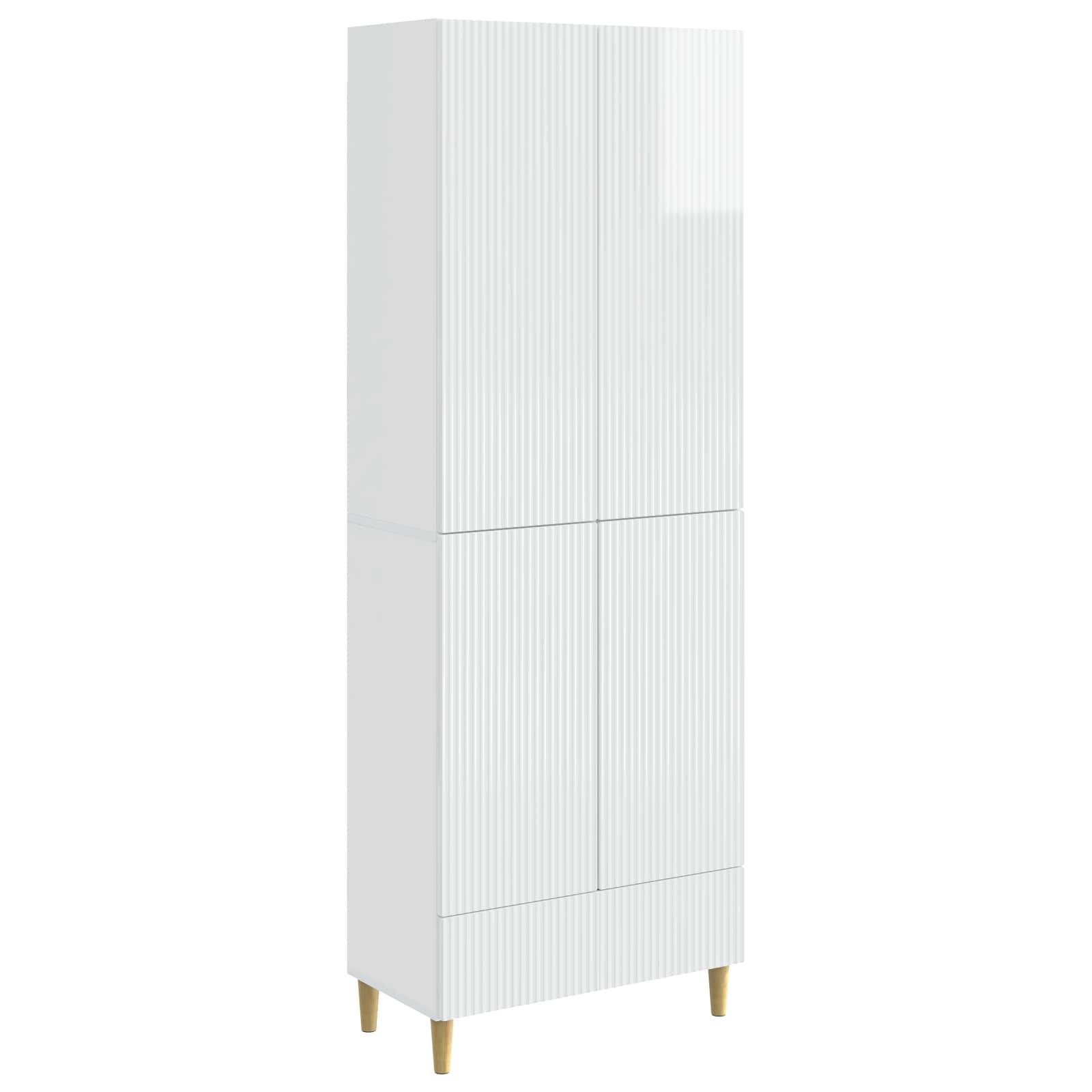 Skab Sæt 2 stk Hvid højglans 66 x 34,5 x 95 cm Konstrueret træ