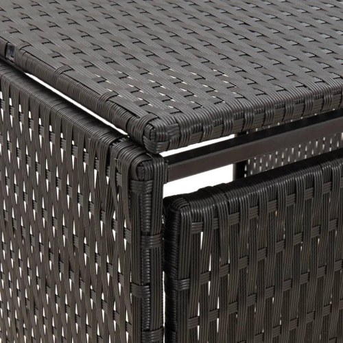Tredobbelt skraldespandsskjuler 207x80x117 cm polyrattan sort (OUTLET B)
