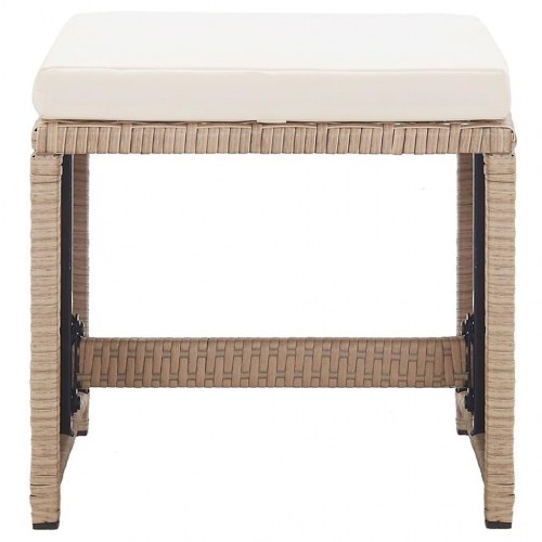 Havetaburetter 2 stk. med hynder polyrattan beige (OUTLET A)