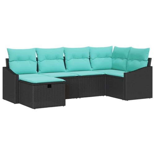 Sofa Sæt med pude med opbevaring 6 stk Sort polyrattan