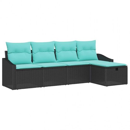 Sofa Sæt med pude med opbevaring Sort polyrattan