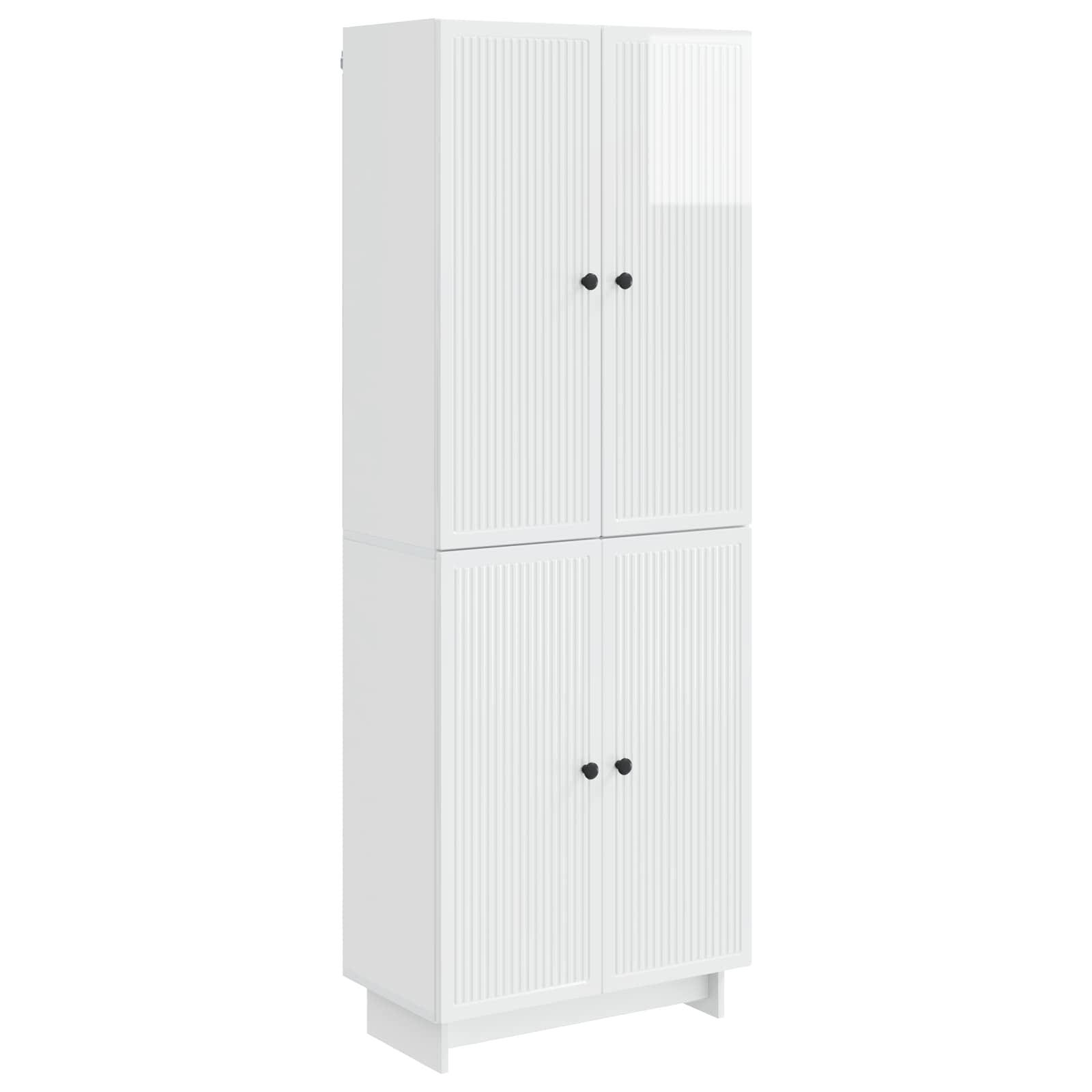 Skab Sæt 2 stk Hvid højglans 66 x 34,5 x 90 cm Konstrueret træ