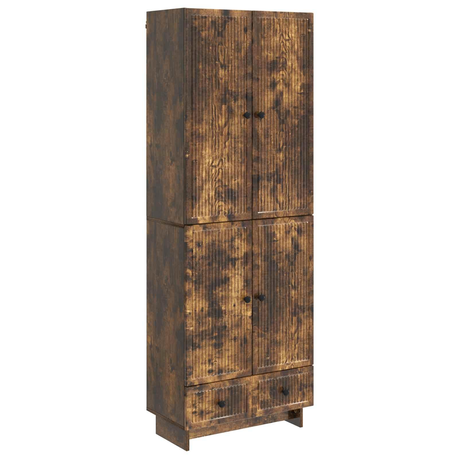 Skab Sæt 2 stk Røget eg 66 x 34,5 x 95 cm Konstrueret træ