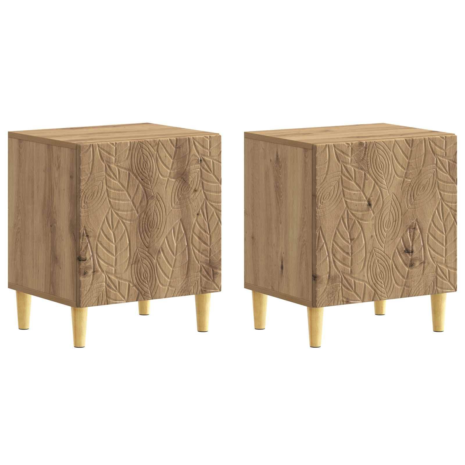 Sengebord 2 stk Artisan-eg 43 x 34,5 x 50 cm Konstrueret træ