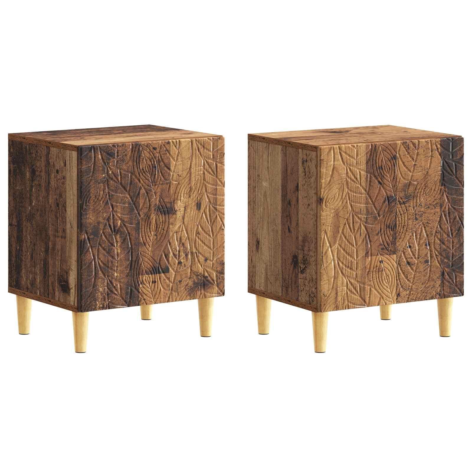 Sengebord 2 stk Gammelt træ 43 x 34,5 x 50 cm Konstrueret træ