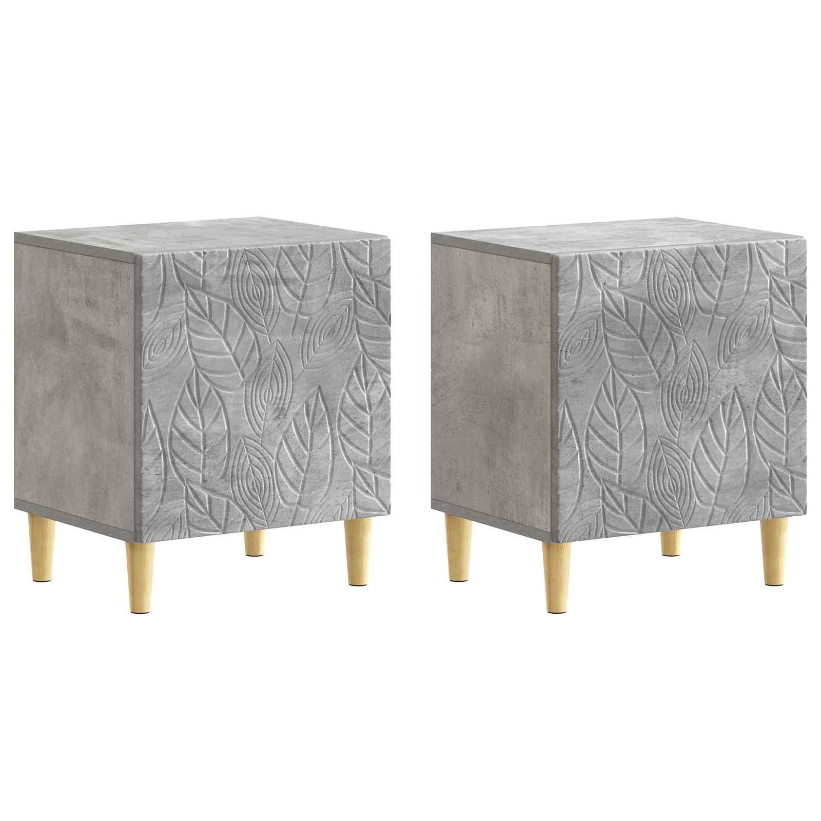Sengebord 2 stk Betongrå 43 x 34,5 x 50 cm Konstrueret træ
