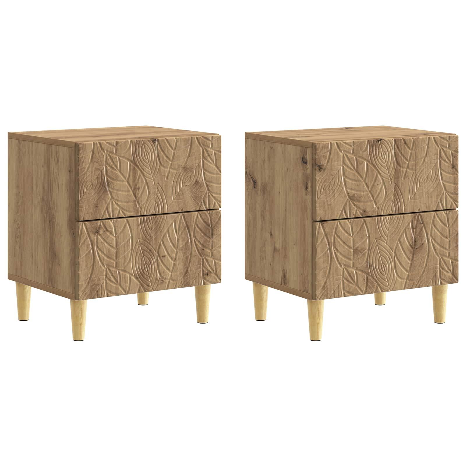 Sengebord 2 stk Artisan-eg 43 x 34,5 x 48 cm Konstrueret træ