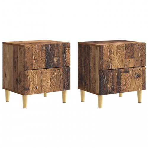 Sengebord 2 stk Gammelt træ 43 x 34,5 x 48 cm Konstrueret træ