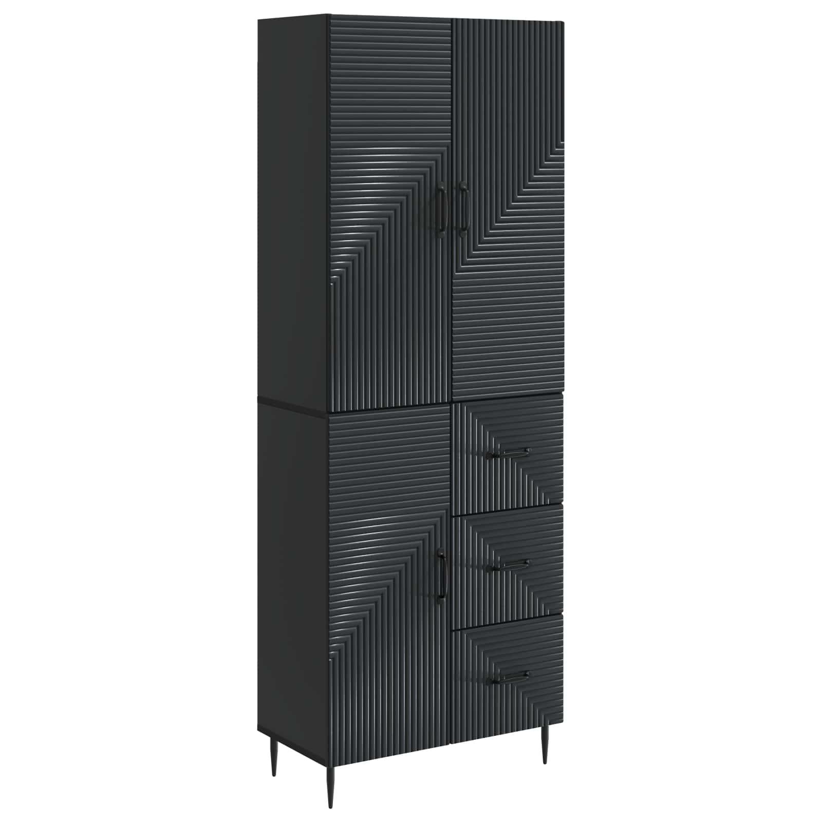 Skab Sæt 2 stk Sort 66 x 34,5 x 89,5 cm Konstrueret træ