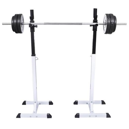 Vægtstang- og squat-stativ med vægtstangs- og håndvægtesæt 60,5 kg