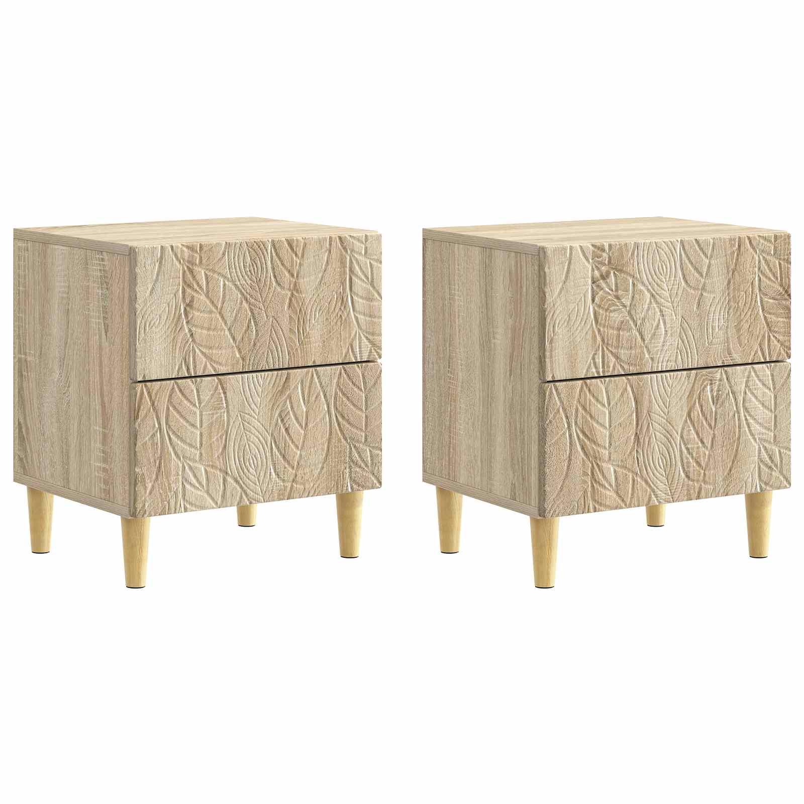 Sengebord 2 stk Sonoma-eg 43 x 34,5 x 48 cm Konstrueret træ