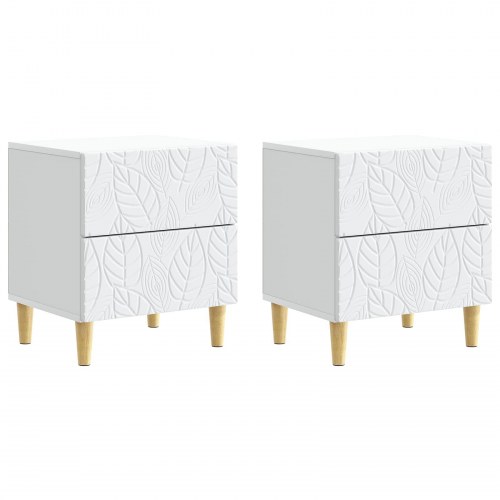 Sengebord 2 stk Hvid 43 x 34,5 x 48 cm Konstrueret træ