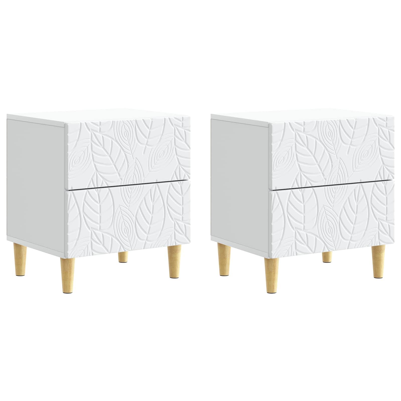 Sengebord 2 stk Hvid 43 x 34,5 x 48 cm Konstrueret træ