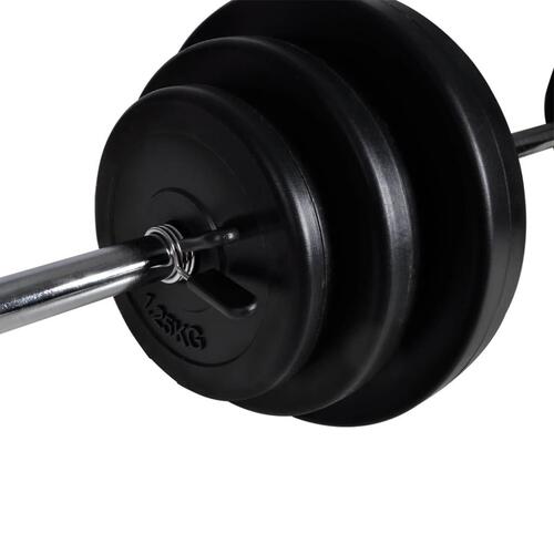 Træningsbænk med vægtstangs- og håndvægtssæt 30,5 kg