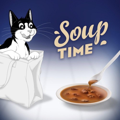 Purina Felix Original Soup Time - vådfoder til kat - okse, lam og kylling, 6×48 g