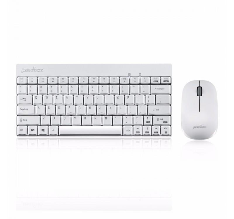 Perixx PERIDUO-712 trådløst tastatur og mus - kompakt mini, hvid
