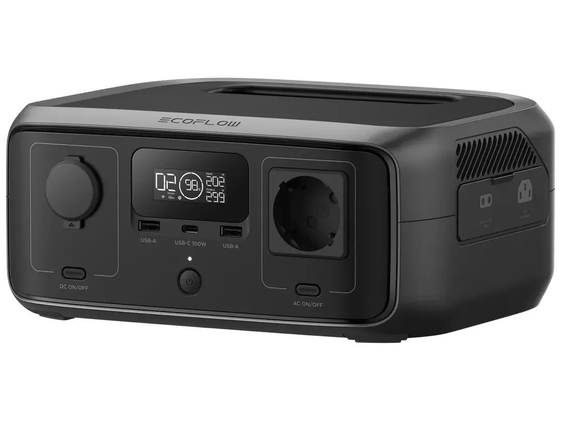EcoFlow RIVER 3 UPS - transportabel strømstation 245 Wh, 300 W - Sort/Grå billede