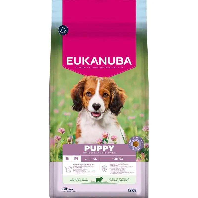 Eukanuba Premium Puppy Small & Medium - lam & ris, tørfoder 12 kg