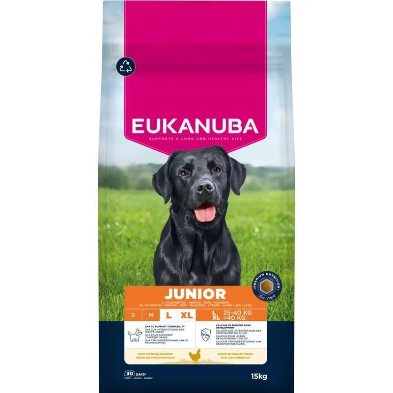 Eukanuba Premium Junior til store og gigantiske hunderacer - kylling, tørfoder 15 kg