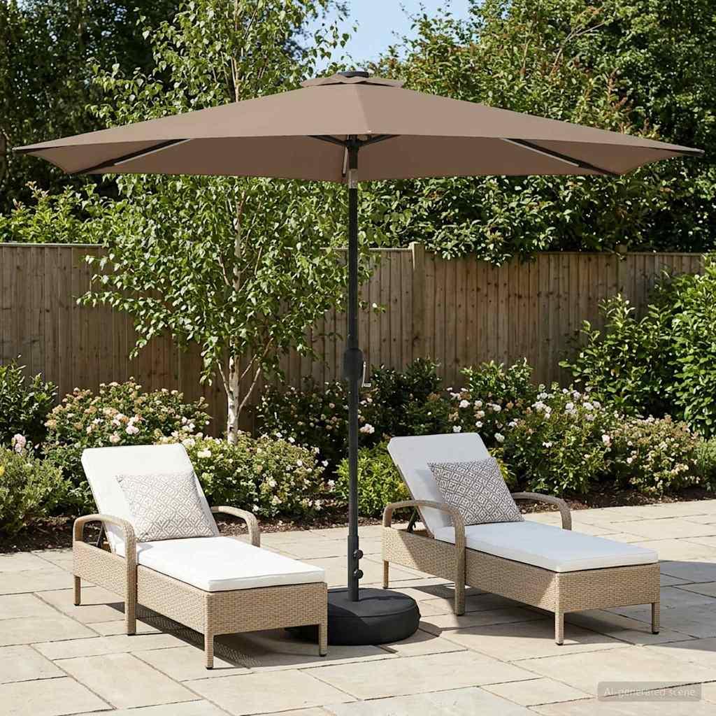 Have Parasol med LED Lygter 300 x 300 cm Polyester Gråbrun